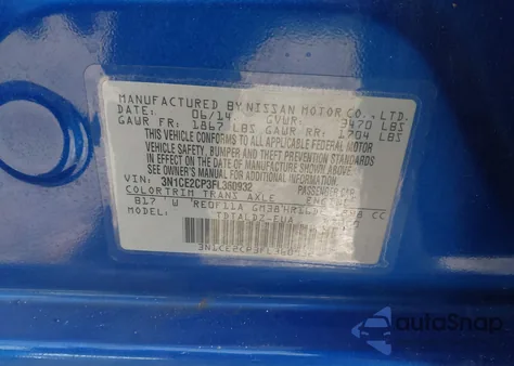 2015 Nissan Versa Note S (Sr)/S Plus/Sl/Sr/Sv from USA, damaged, VIN 3N1CE2CP3FL360932